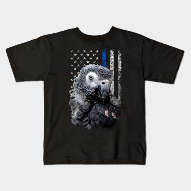 African Grey Majesty Stylish Tee Celebrating the Regal Parrot Kids T-Shirt by Gamma-Mage